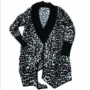 ONE A Brand Animal Print Open Front Sweater